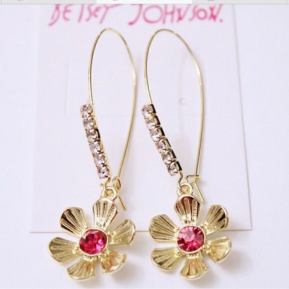 🌺 Betsey Johnson drop dangle flower earrings 🌺 - Picture 4 of 4